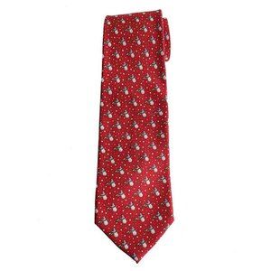Vineyard Vines Silk Tie Red Snowman Pattern Men's
